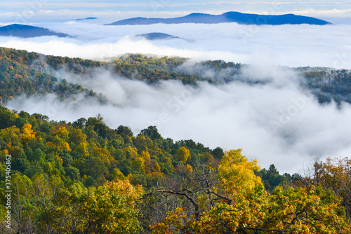 Tableau sur toile Shenandoah National Park in autumn foliage and fog - Virginia, United States of