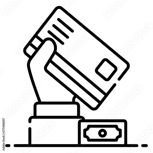 
Card payment vector design, atm card with bank note
