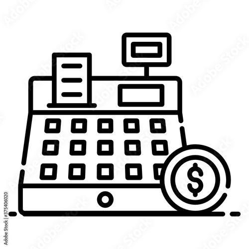 
A mechanical or technical till to pay via card, concept of cash register flat icon
