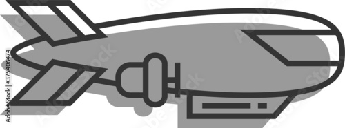 Vector Illustration of a Grey Cartoon Blimp Dirigible