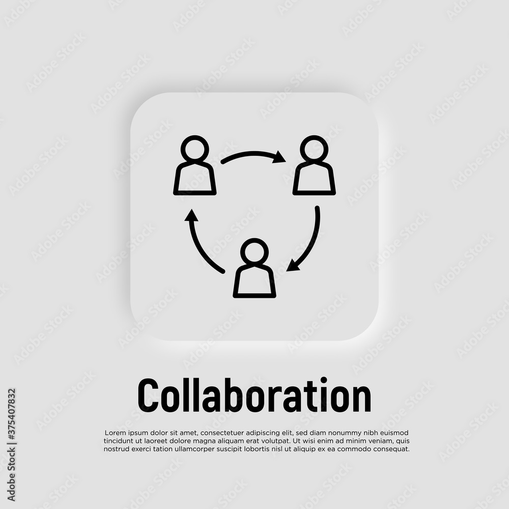 Unity thin line icon. Successful communication employees. Teamwork, collaboration. Circle of people . Modern vector illustration. Unity thin line icon. Successful communication employees. Teamwork, collaboration. Circle of people . Modern vector illustration.