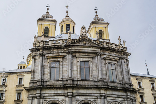 Exterior of the Real Basilica of San Francisco el Grande. Basilica - Roman Catholic Church designed in a Neoclassic style in second half of XVIII century. Madrid, Spain.