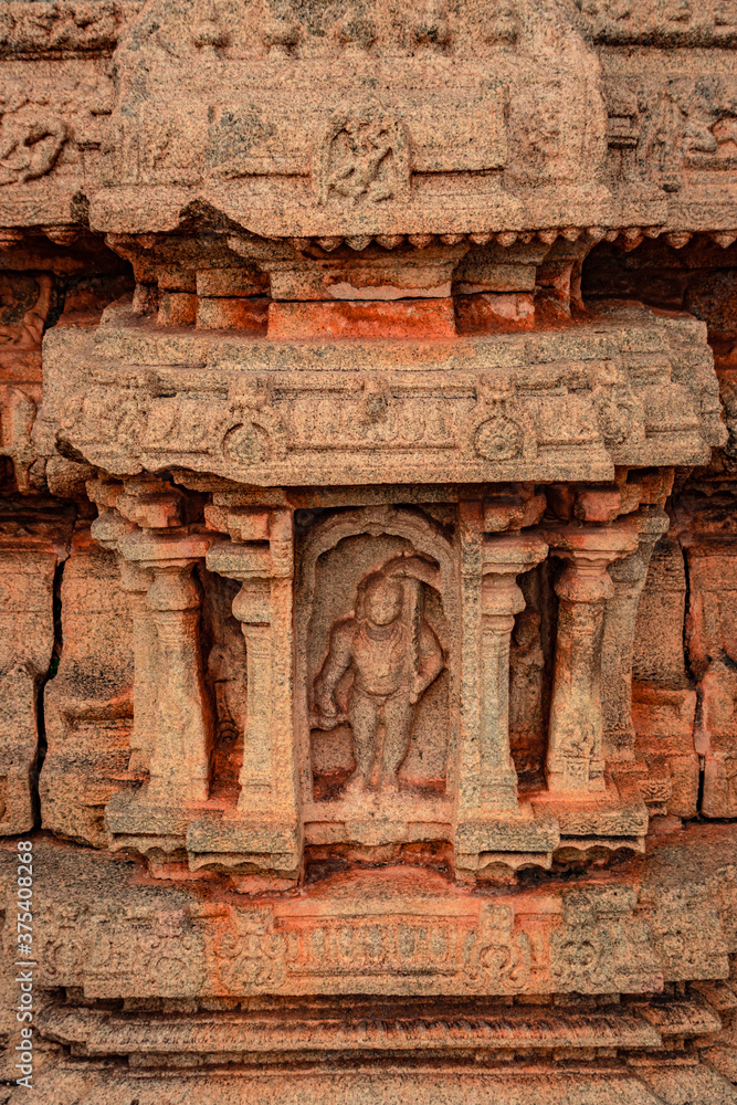 vithala temple hampi ruins interior antique stone art from unique angle