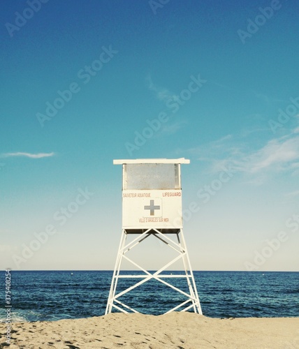 Lifeguard, SOS Méditerranée, Tower on the Beach of Argelès-sur-Mer, France