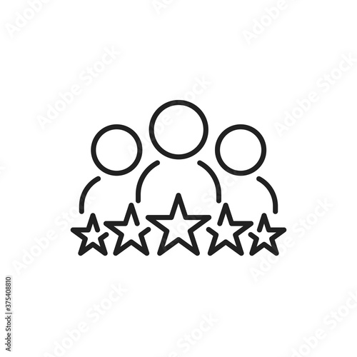 Client or customer five star success line style icon. Consumer quality rating vector illustration. Team service satisfaction review design. Business evaluation. People group teamwork testimonial V1