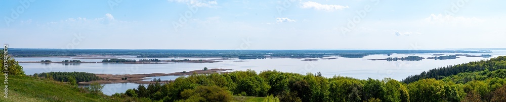 Panorama of Dnieper river at early spring