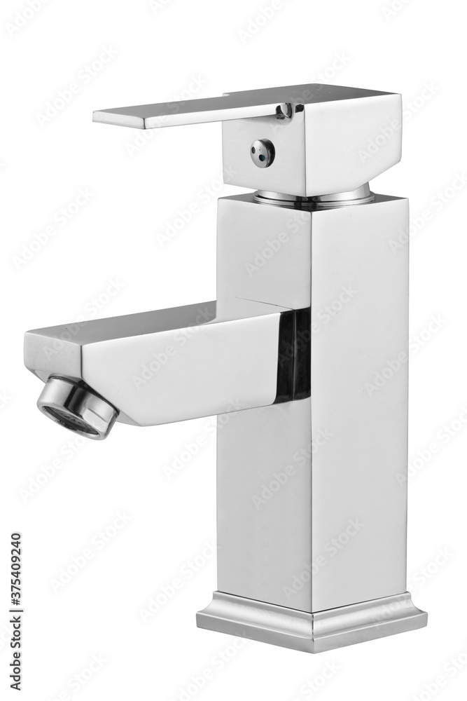 Glossy metallic faucet on white background Glossy metallic faucet on white background