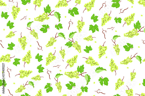 Floral grapes leaf seamless vector pattern