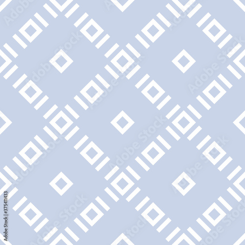 Subtle vector geometric seamless pattern with small rhombuses, diamonds, square grid, lines, tiles. Abstract light blue texture. Simple minimal geometrical background. Repeat design for decor, textile