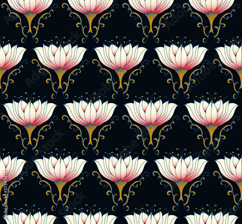lotus wallpaper pink black gold