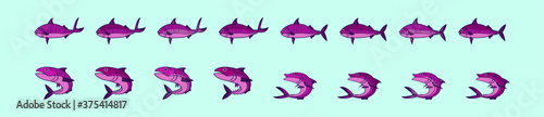 set of trout fish cartoon icon design template with various models. vector illustration