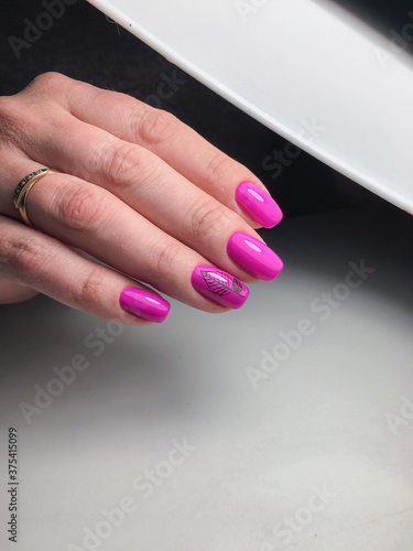 sample of nail design on female hands