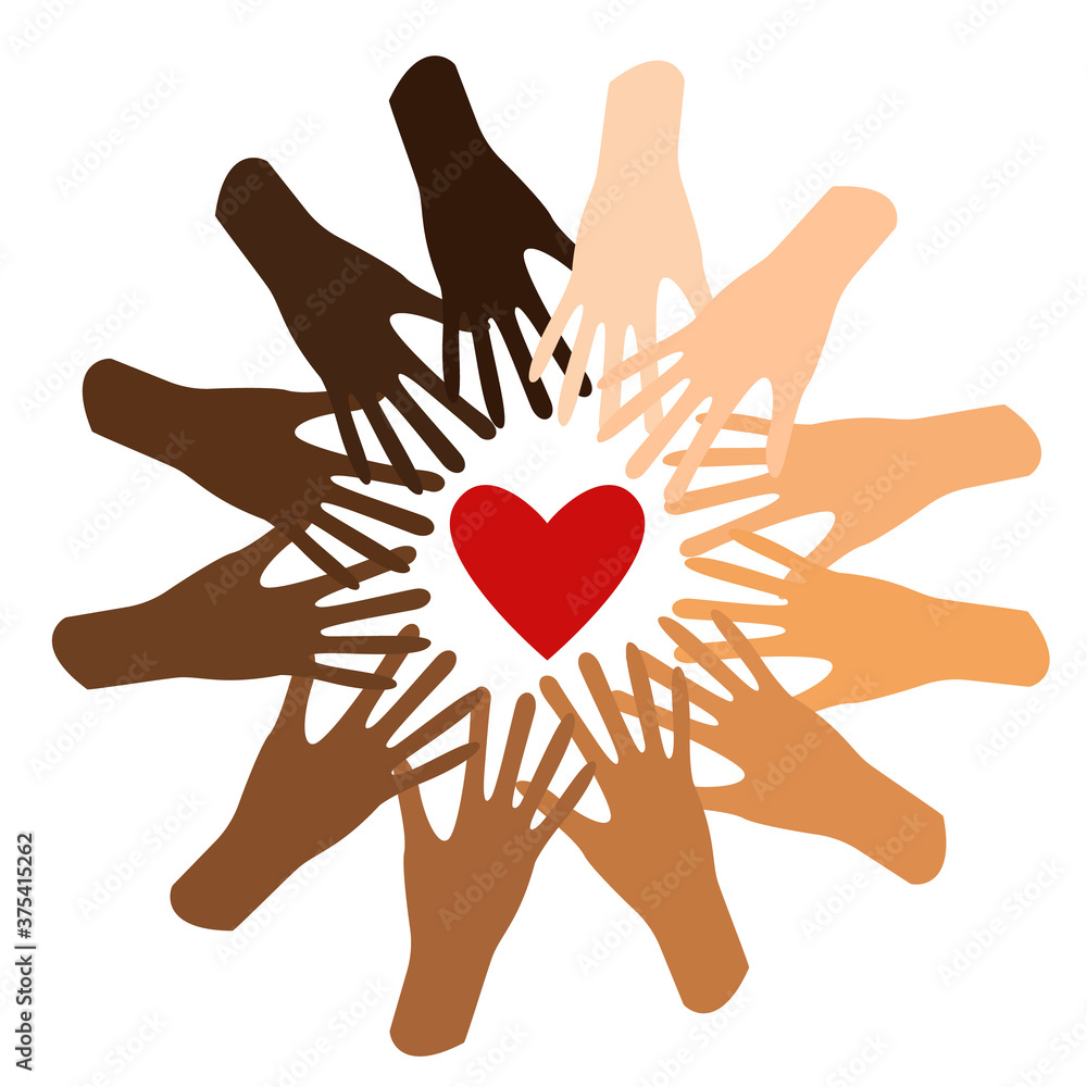 Black lives matter banner for protest, rally or awareness campaign against racial discrimination of dark skin color.Flat vector illustration of people with different skin colors raising their hands. Black lives matter banner for protest, rally or awareness campaign against racial discrimination of dark skin color.Flat vector illustration of people with different skin colors raising their hands.