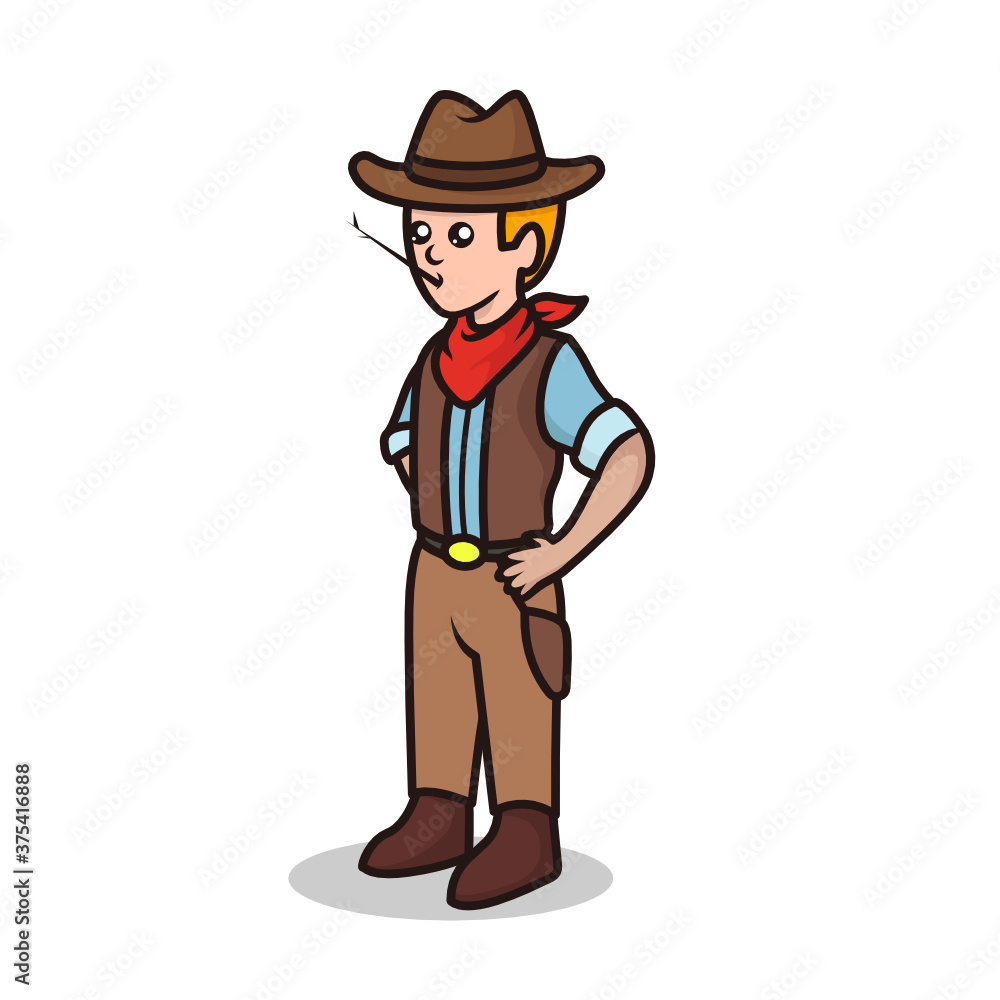 Cowboy wild western mascot logo design illustration 