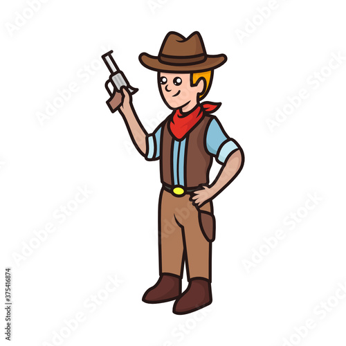 Cowboy wild western mascot logo design illustration 