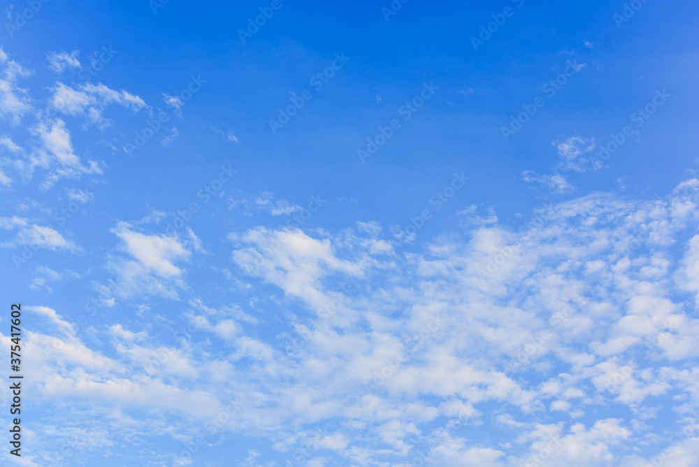 Summer bright blue sky with clouds outdoor for texture background