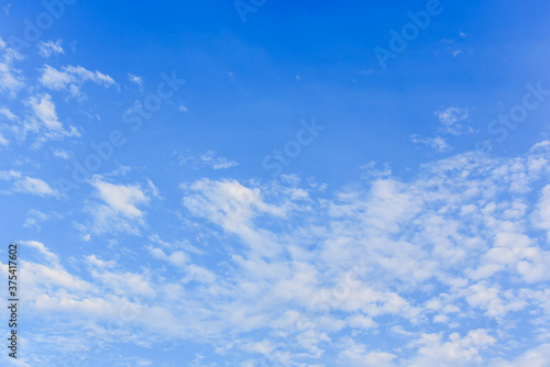 Summer bright blue sky with clouds outdoor for texture background