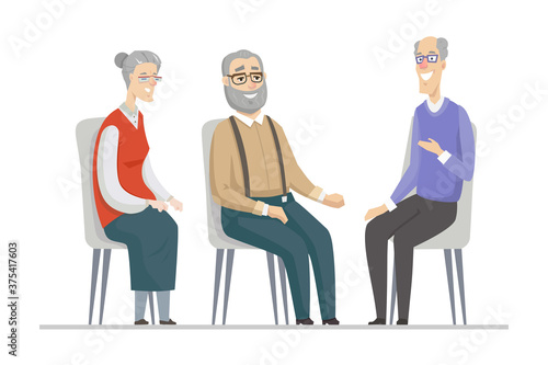 Senior people talking - flat design style illustration