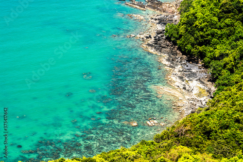 Turquoise Waters and Island Shore in Thailand