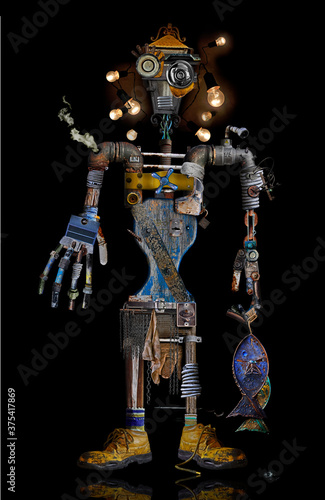 фотографія Photomontage - Street human robot.