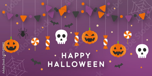 Halloween banner Design , Halloween Background with Halloween icons