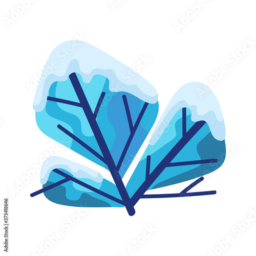 Winter abstract bush with snow.
