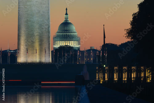 Washington D.C. at night with major landmarks - Washington D.C. United States of America