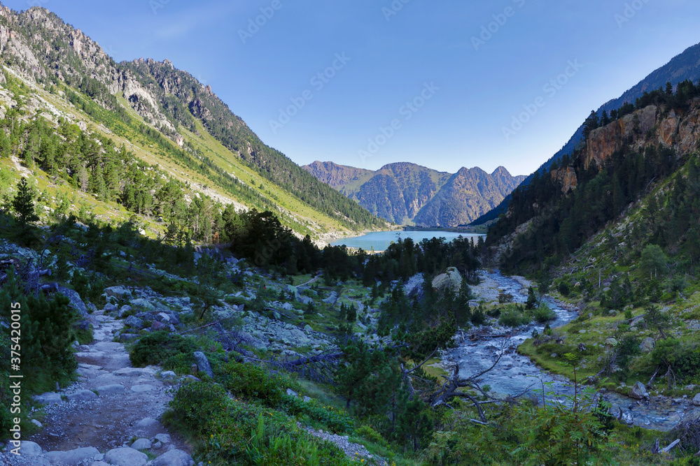 Gaube Lake in French Pyrenees, department of the Hautes-Pyrenees, near Cauterets, France, Europe Gaube Lake in French Pyrenees, department of the Hautes-Pyrenees, near Cauterets, France, Europe