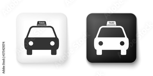 Wallpaper Mural Black and white Taxi car icon isolated on white background. Square button. Vector. Torontodigital.ca