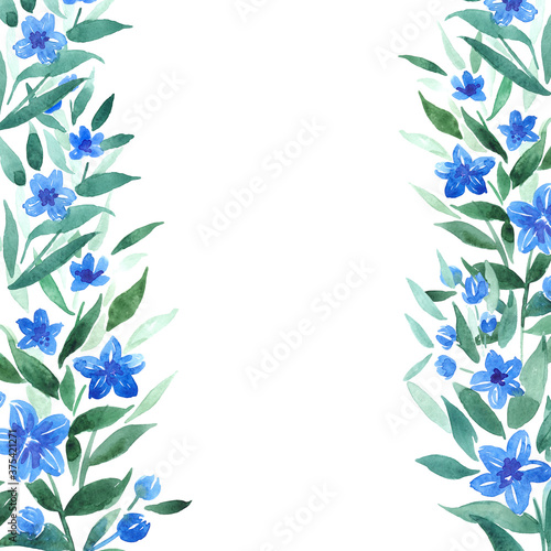 blue flowers floral frame  template for your text ingormation