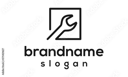 Simple wrench logo design vector