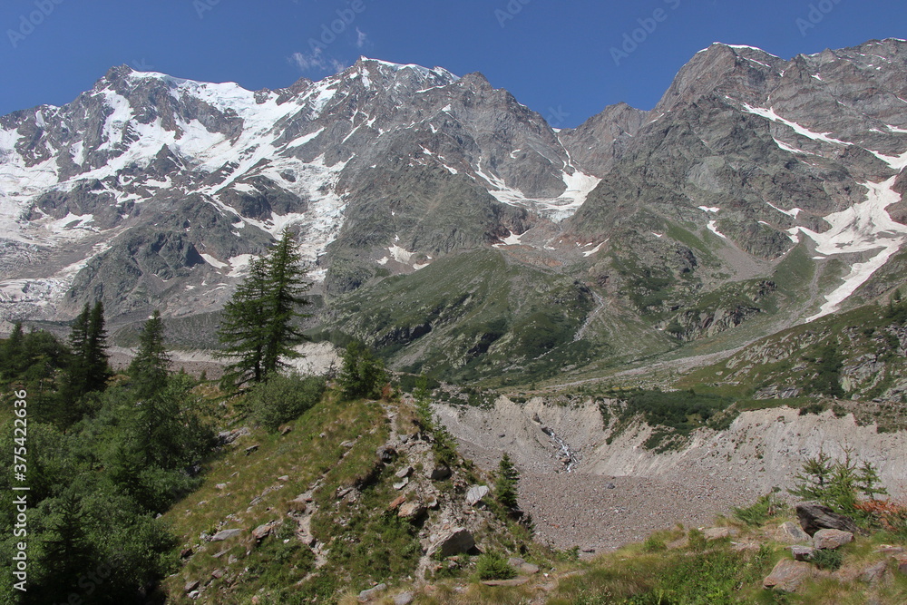 Views of the Lys glacier from the Monte Moro Pass.