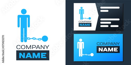 Logotype Prisoner with ball on chain icon isolated on white background. Logo design template element. Vector.