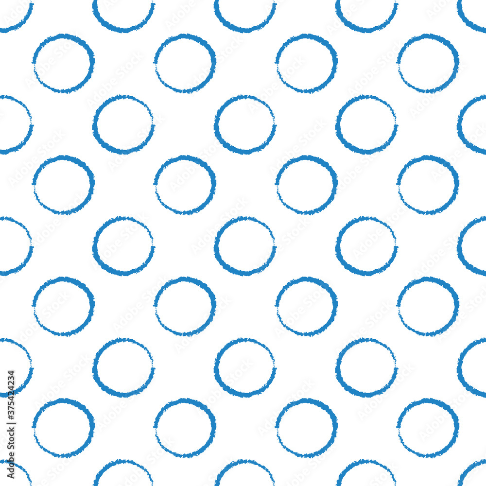 Seamless ring pattern with blue rings on white background