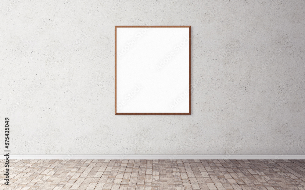 White blank poster with wooden frame on wall. Template for you design preview. Good use for presentation. White blank poster with wooden frame on wall. Template for you design preview. Good use for presentation.