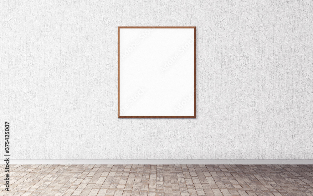 White blank poster with wooden frame on wall. Template for you design preview. Good use for presentation. White blank poster with wooden frame on wall. Template for you design preview. Good use for presentation.