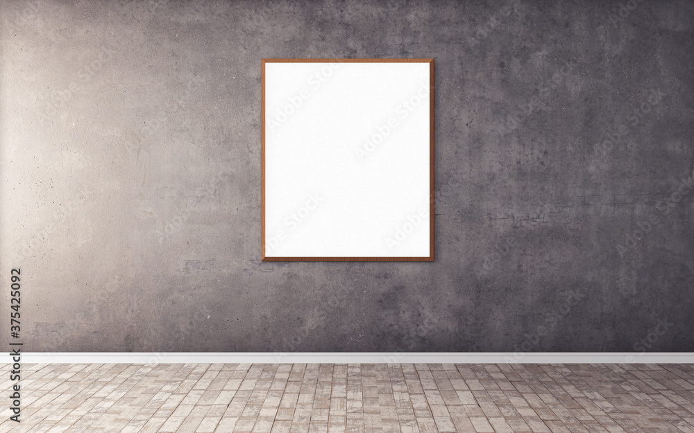 White blank poster with wooden frame on wall. Template for you design preview. Good use for presentation. White blank poster with wooden frame on wall. Template for you design preview. Good use for presentation.