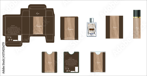 Packaging design, perfume luxury box design template and mock up box. Illustration vector.