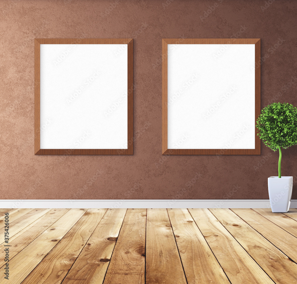 White poster with frame on wall. Mockup for you design preview. Layout concept. White poster with frame on wall. Mockup for you design preview. Layout concept.
