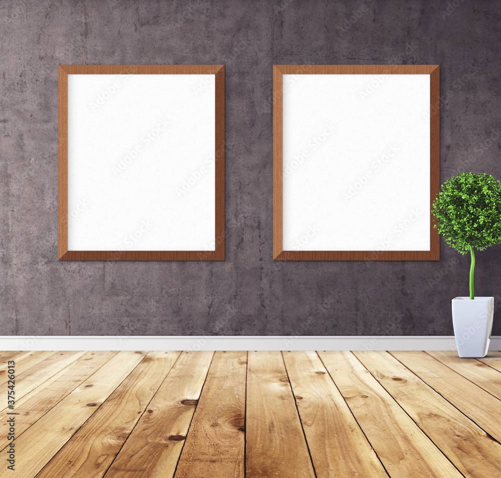 White poster with frame on wall. Mockup for you design preview. Layout concept. White poster with frame on wall. Mockup for you design preview. Layout concept.