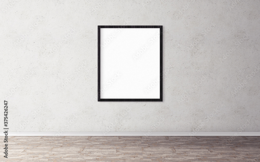White poster on wall with blank frame. Good mock up for you design preview. Layout concept. White poster on wall with blank frame. Good mock up for you design preview. Layout concept.