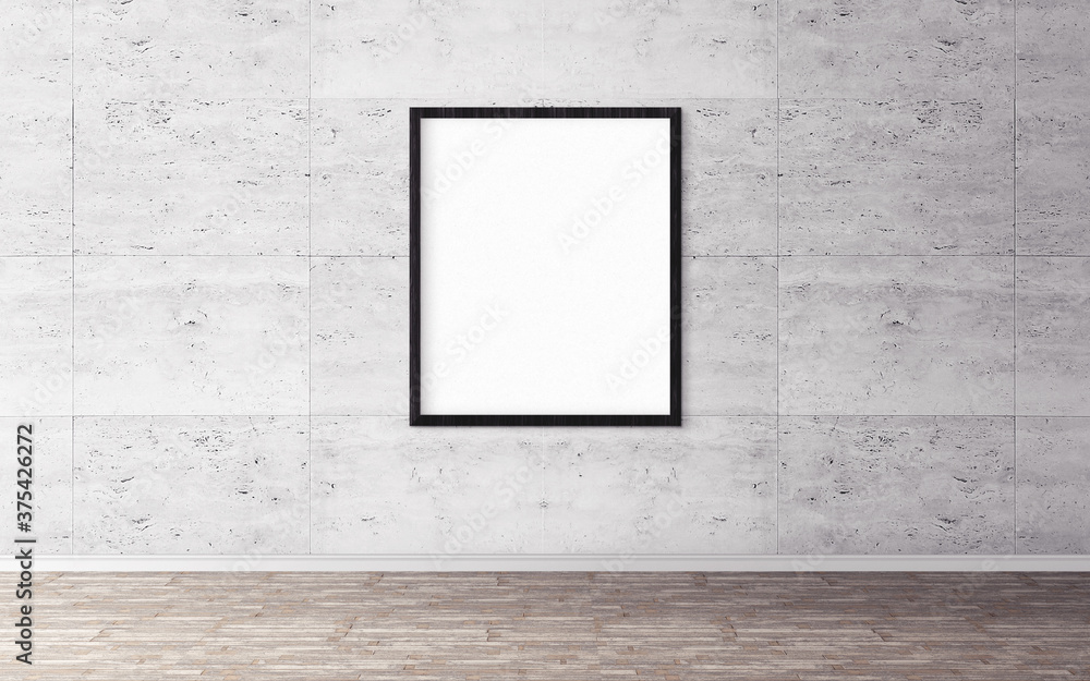 White poster on wall with blank frame. Good mock up for you design preview. Layout concept. White poster on wall with blank frame. Good mock up for you design preview. Layout concept.