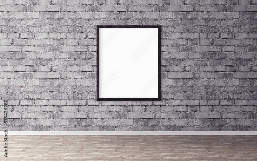 White poster on wall with blank frame. Good mock up for you design preview. Layout concept. White poster on wall with blank frame. Good mock up for you design preview. Layout concept.