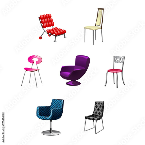 set of realistic fashion chairs  chair furniture design