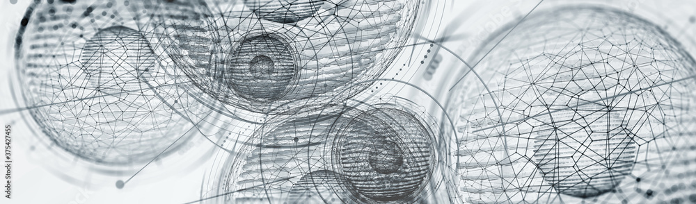 Obraz premium Big data concept. Artificial intelligence and computer mind. High technologies, network database. Realistic 3D illustration