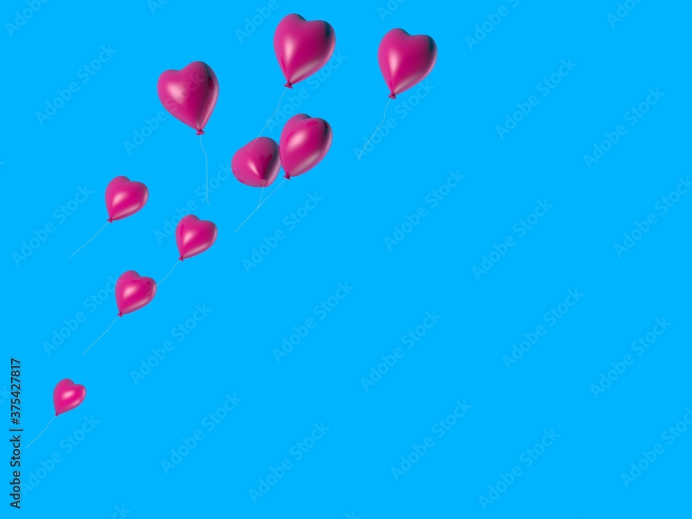 ..3d illustration of heart shaped balloon background