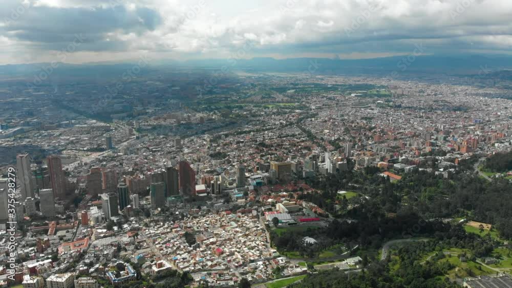 Bogota, Colombia city panning with a 4K Drone from Monseratte mountain. Bogota, Colombia city panning with a 4K Drone from Monseratte mountain.