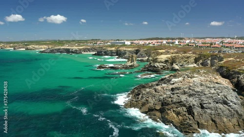 Aerial Drone Video of the cliffs next to Porto Covo, Alentejo, Portugal