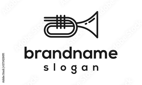 trumpet logo design vector