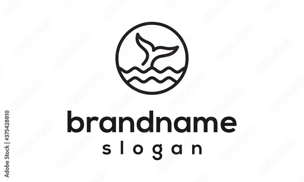 Whale wave logo design vector Whale wave logo design vector